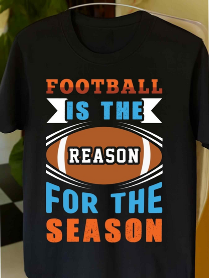 Men's Graphic T-Shirt Football Is The Reason For The Season With Brown Graphic Season Football