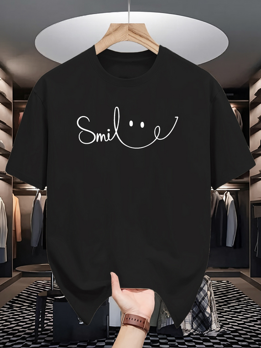 Men's Graphic T-Shirt Smile With Whimsical Handwritten Letters Forming A Smiling Face