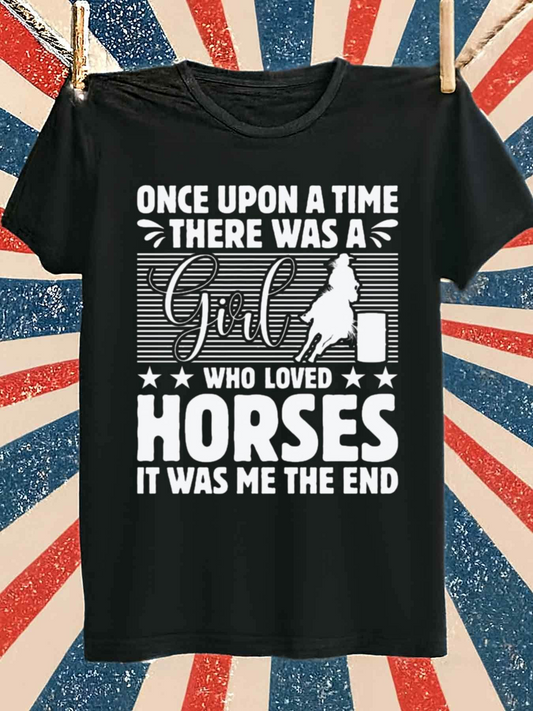 Men's Graphic T-Shirt Once Upon A Time Glowing Retro Text With Horse Silhouette And Stars Girl