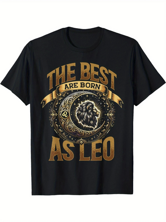 Men's Graphic T-Shirt The Best Are Born As Leo Surrounded By Gold Galaxy Lion Zodiac Symbol