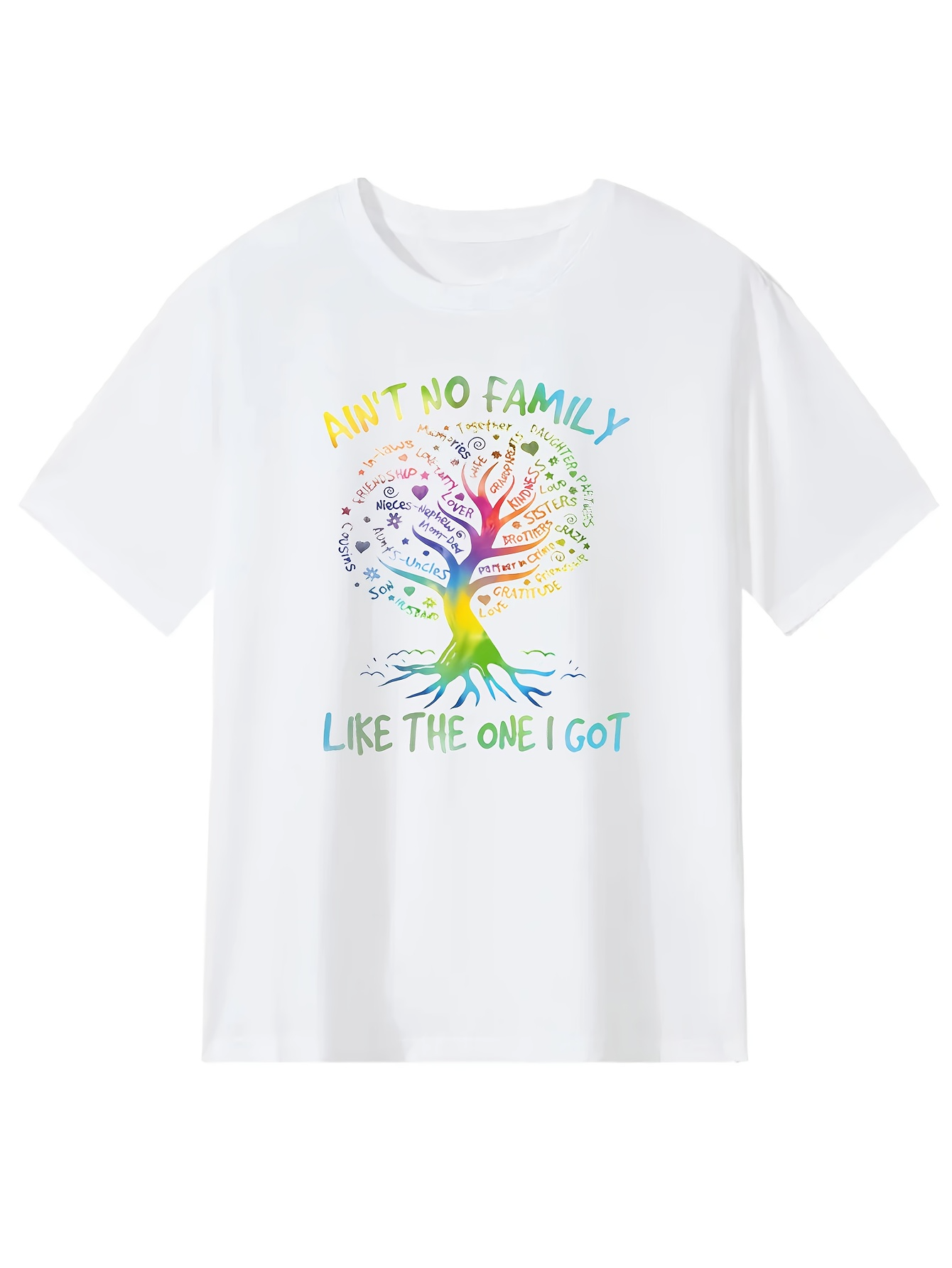 Men's Graphic T-Shirt No Family Like The One I Got Colorful Rainbow Tree Under Bright Sunlight