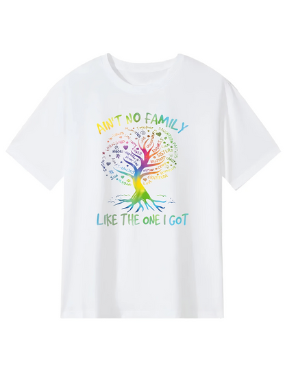 Men's Graphic T-Shirt No Family Like The One I Got Colorful Rainbow Tree Under Bright Sunlight