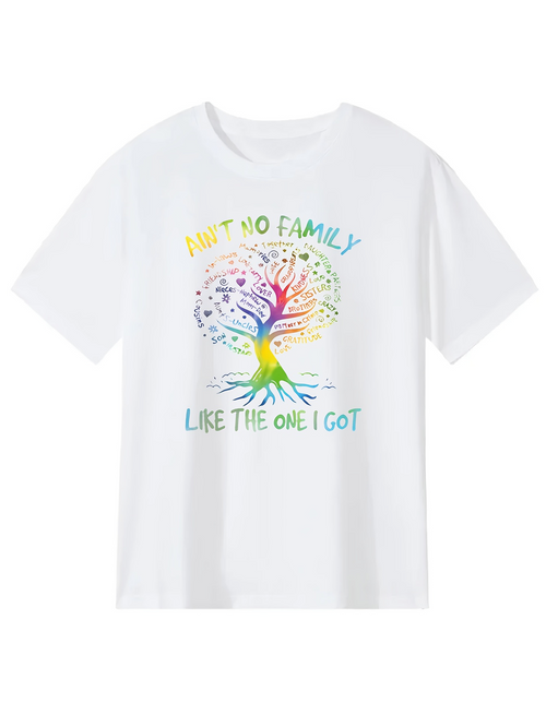 Men's Graphic T-Shirt No Family Like The One I Got Colorful Rainbow Tree Under Bright Sunlight