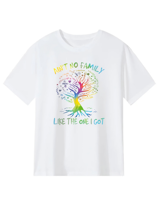 Men's Graphic T-Shirt No Family Like The One I Got Colorful Rainbow Tree Under Bright Sunlight