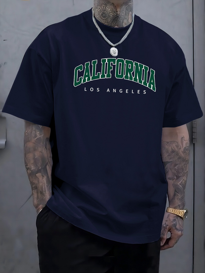Men's Graphic T-Shirt California Los Angeles Vintage Letter Graphic Dark Crewneck Tshirt