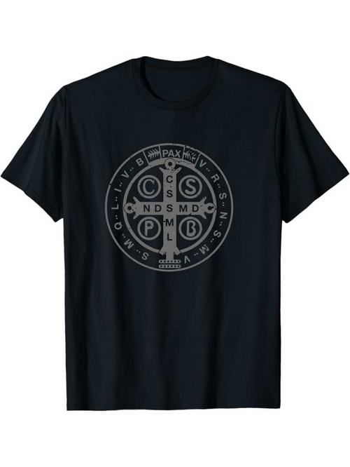 Men's Graphic T-Shirt Latin Inscription Mystical Symbols Within Ancient Sacred Circle Emblem
