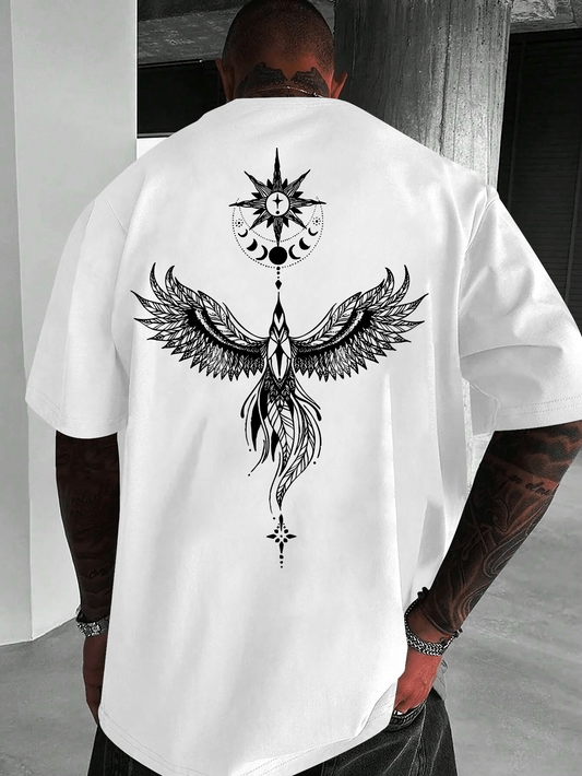 Men's Graphic T-Shirt Rising From Ashes With Mythical Feathers Under Morning Sun Phoenix