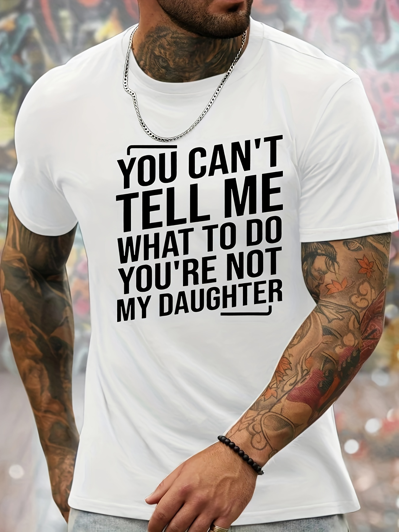 Men's Graphic T-Shirt You Cant Tell Me What To Do Bold Black Block Letters On White Cotton T Shirt