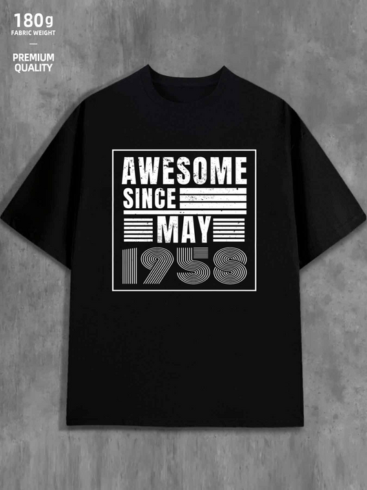 Men's Graphic T-Shirt Awesome Since May Bold Text And Lined Block Numbers T Shirt