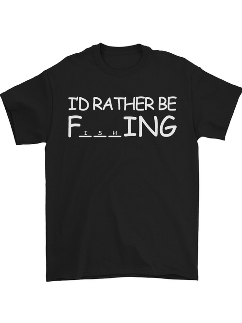 Men's Graphic T-Shirt Id Rather Be Fishing Bold Playful Letters With Whimsical Handwritten Style Text