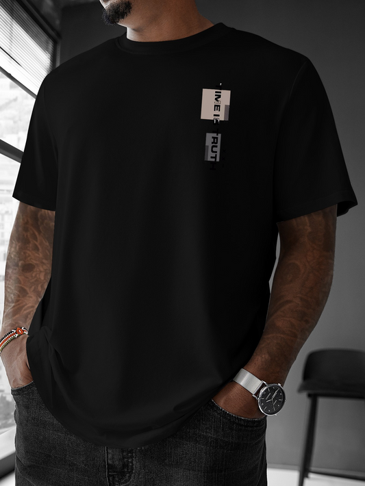 Men's Graphic T-Shirt Urban Minimalist Style With Contrasting Text Labels T Shirt
