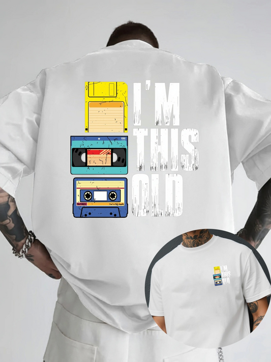 Men's Graphic T-Shirt Stacked Vintage Cassette Tapes With Playful Retro Style Design