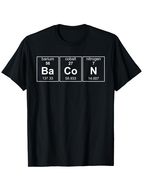Men's Graphic T-Shirt Periodic Table Elements Design With Black Shirt Chemistry Bacon