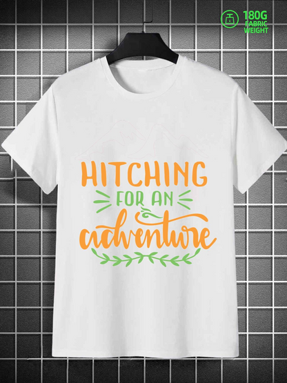 Men's Graphic T-Shirt Hitching For An Exciting Journey With Adventure Inspired Lettering