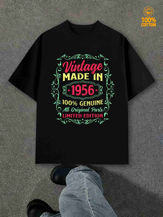 Men's Graphic T-Shirt Vintage Made In 1956 Colorful Lettering With Decorative Flourish T Shirt