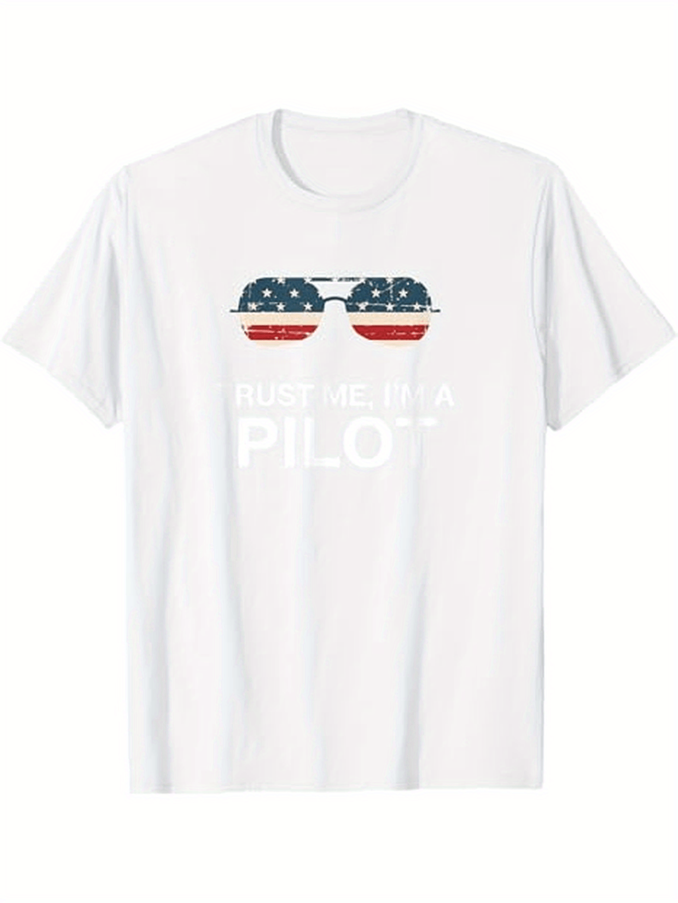 Men's Graphic T-Shirt American Sunglasses With Patriotic Flag Motif Overlaying Pilot Text