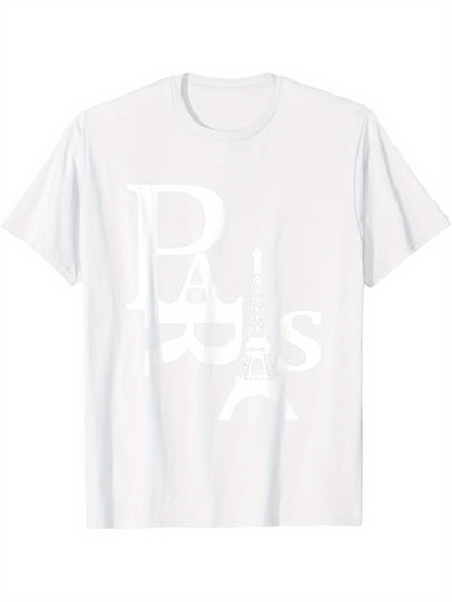 Men's Graphic T-Shirt Paris Bold Artistic Lettering Urban Casual Tee
