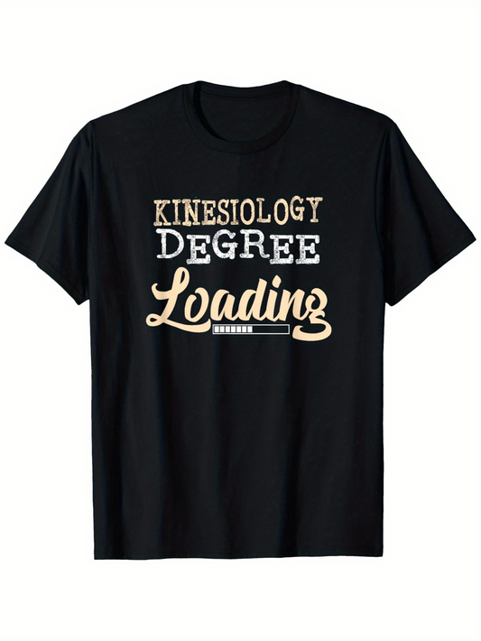 Men's Graphic T-Shirt Kinesiology Degree Loading Retro Bold Letters With Decorative Banner Motif
