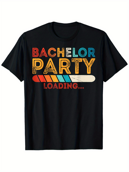 Men's Graphic T-Shirt Bachelor Party Loading Colorful Retro Text With Party Meter