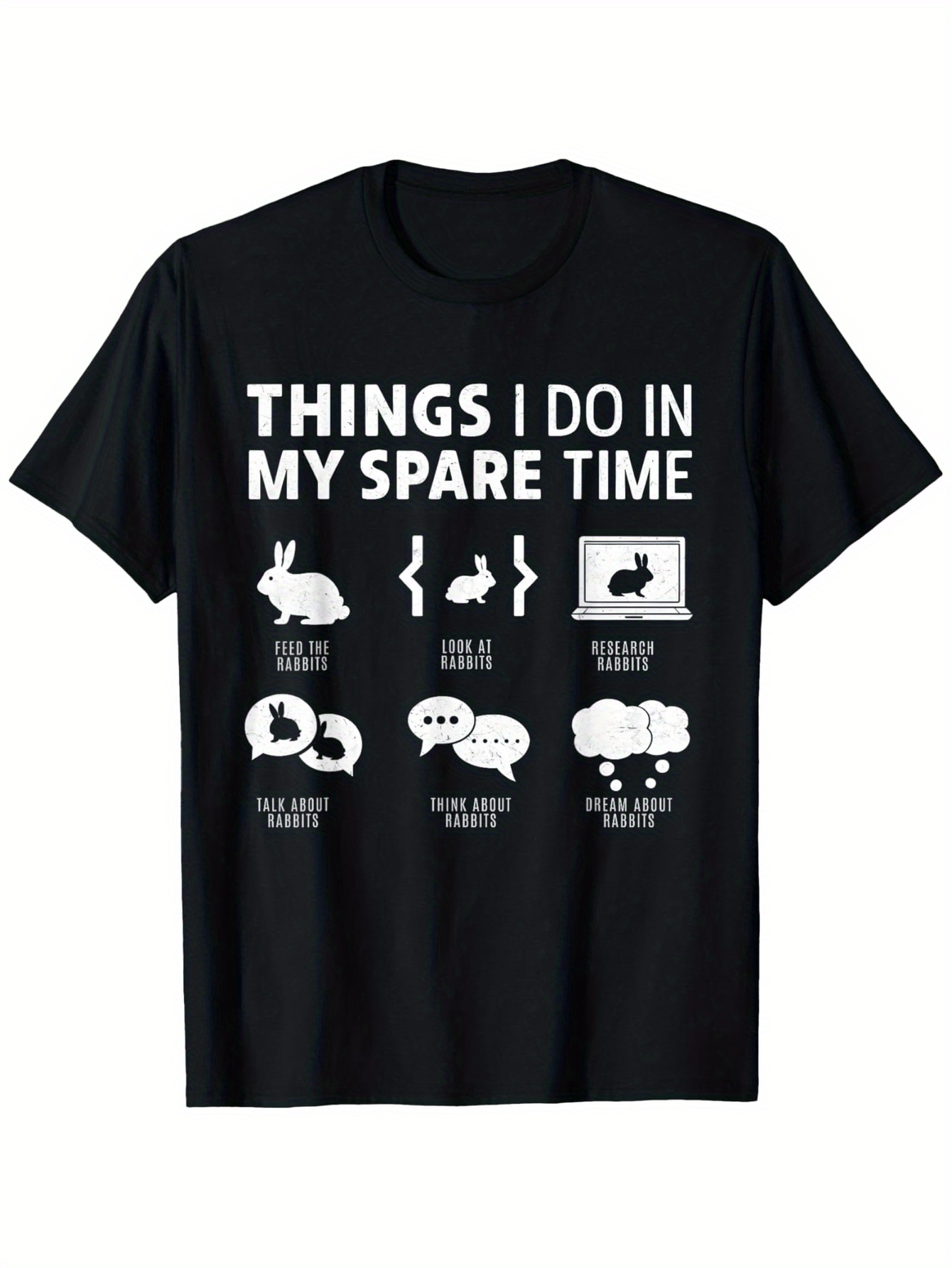Men's Graphic T-Shirt Things I Do In My Spare Time With Cute Rabbits And Speech Bubbles Design
