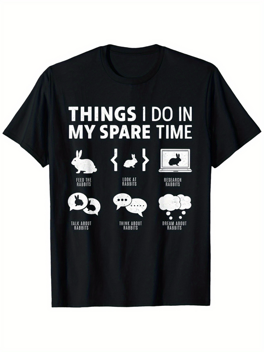 Men's Graphic T-Shirt Things I Do In My Spare Time With Cute Rabbits And Speech Bubbles Design