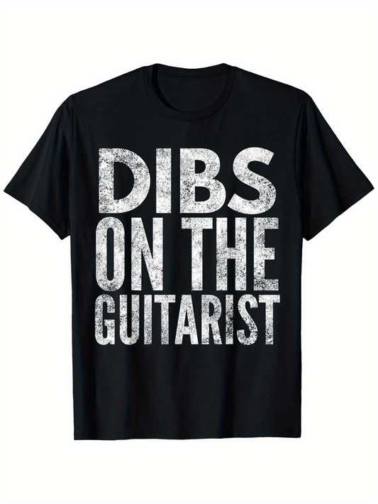 Men's Graphic T-Shirt Dibs On The Guitarist Bold Cracked Texture Graphics On Cotton T Shirt