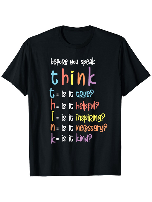 Men's Graphic T-Shirt Before You Speak Colorful Inspiring Words Typography On Black T Shirt