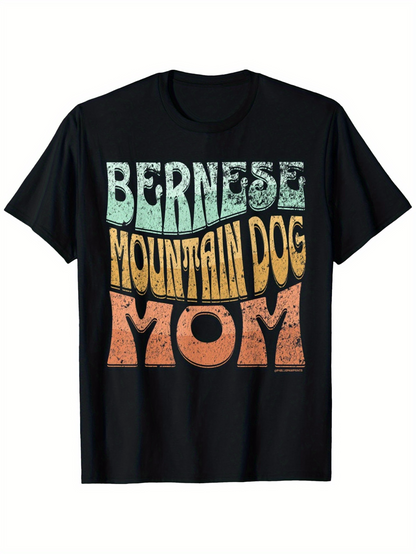 Men's Graphic T-Shirt Retro Distressed Letters Stylish Bernese Mountain Dog Mom T Shirt