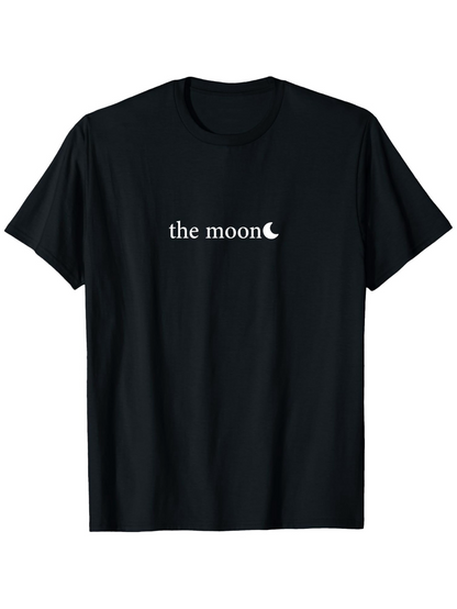 Men's Graphic T-Shirt The Moon Minimalist Crescent Design Centered On Black T Shirt