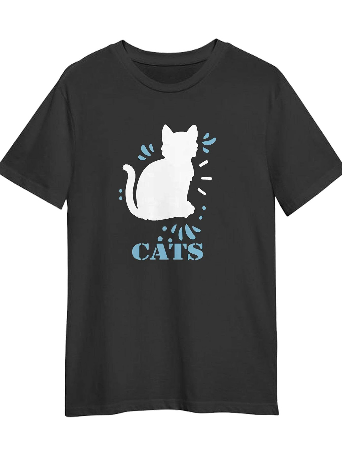 Men's Graphic T-Shirt Cats Playful Ink Splatter With White Silhouette Sitting Cat