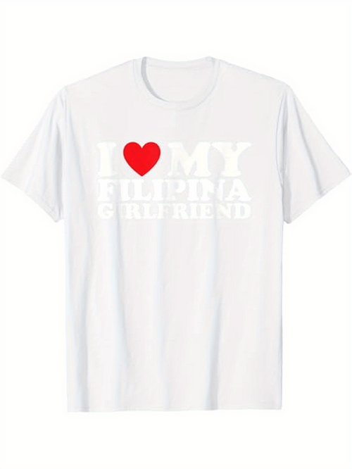 Men's Graphic T-Shirt I Love My Bold Red Heart Printed White T Shirt