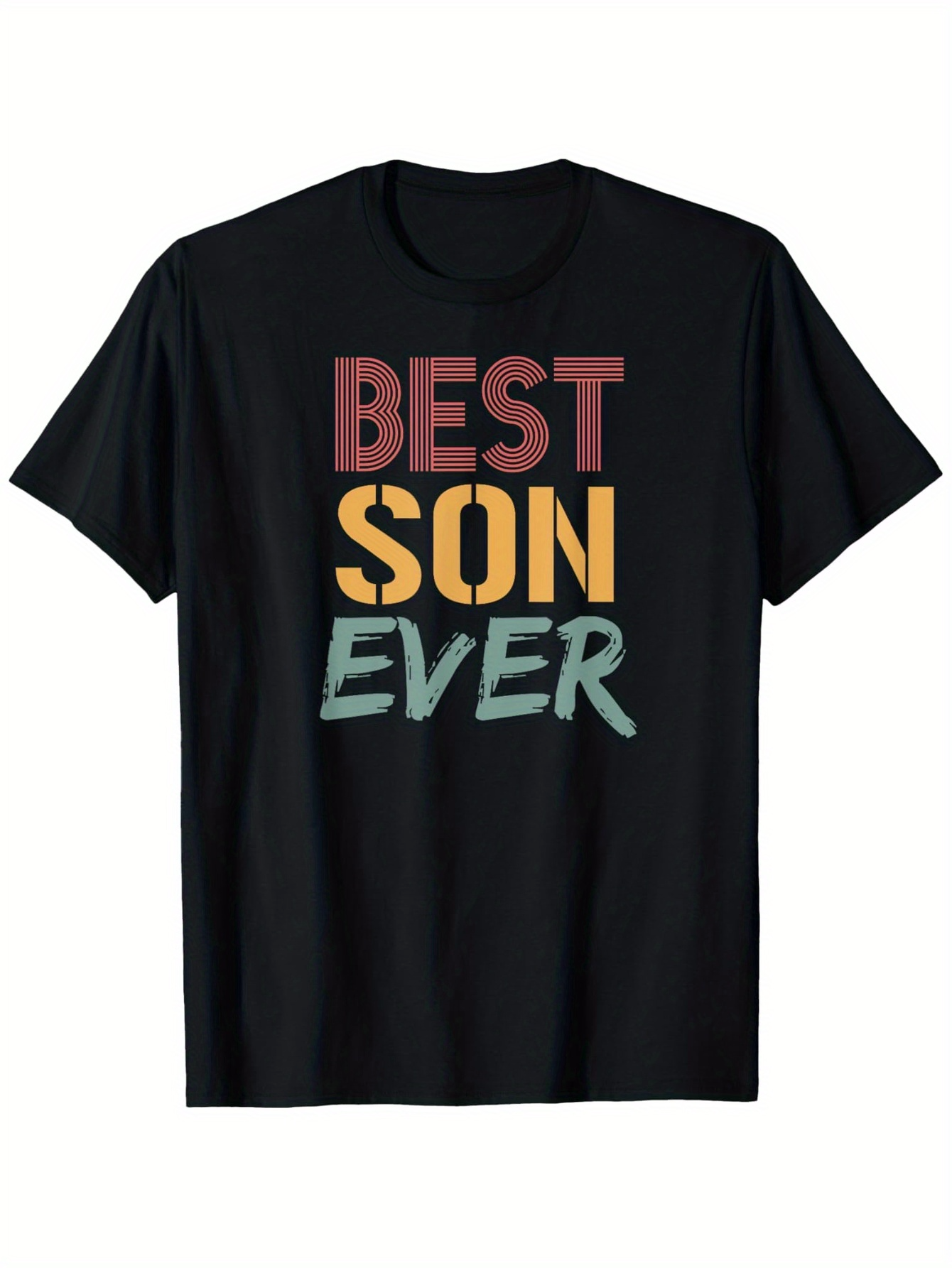 Men's Graphic T-Shirt Bold Retro Lettering With Multicolored Block Best Son Ever