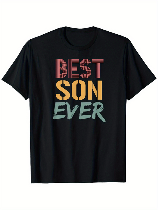 Men's Graphic T-Shirt Bold Retro Lettering With Multicolored Block Best Son Ever