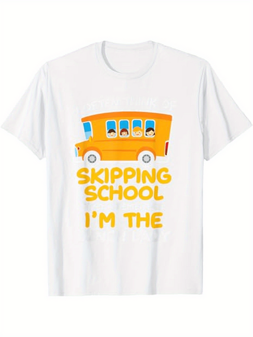 Men's Graphic T-Shirt Skipping School Im The Bright Yellow Bus With Happy Children