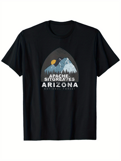 Men's Graphic T-Shirt Apache Sitgreaves National Forest Snow Peaks Under Sunlit Night Sky Mountain