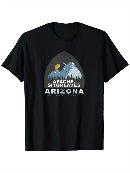 Men's Graphic T-Shirt Apache Sitgreaves National Forest Snow Peaks Under Sunlit Night Sky Mountain