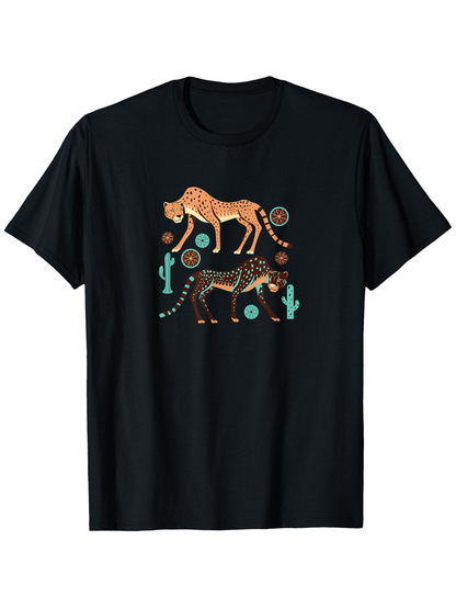 Men's Graphic T-Shirt Southwestern Motifs With Colorful Abstract Sun Cactus And Cheetah