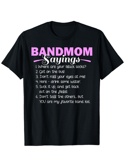 Men's Graphic T-Shirt Bandmom Sayings Pink And White Simple Text On Black Shirt