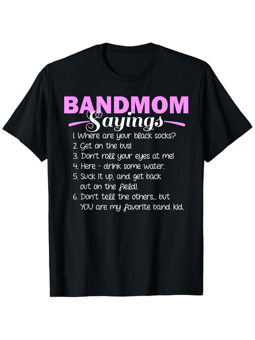 Men's Graphic T-Shirt Bandmom Sayings Pink And White Simple Text On Black Shirt