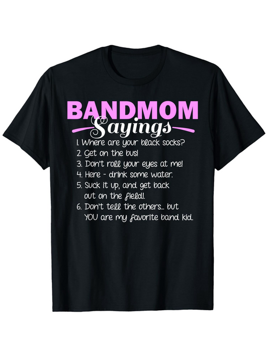 Men's Graphic T-Shirt Bandmom Sayings Pink And White Simple Text On Black Shirt