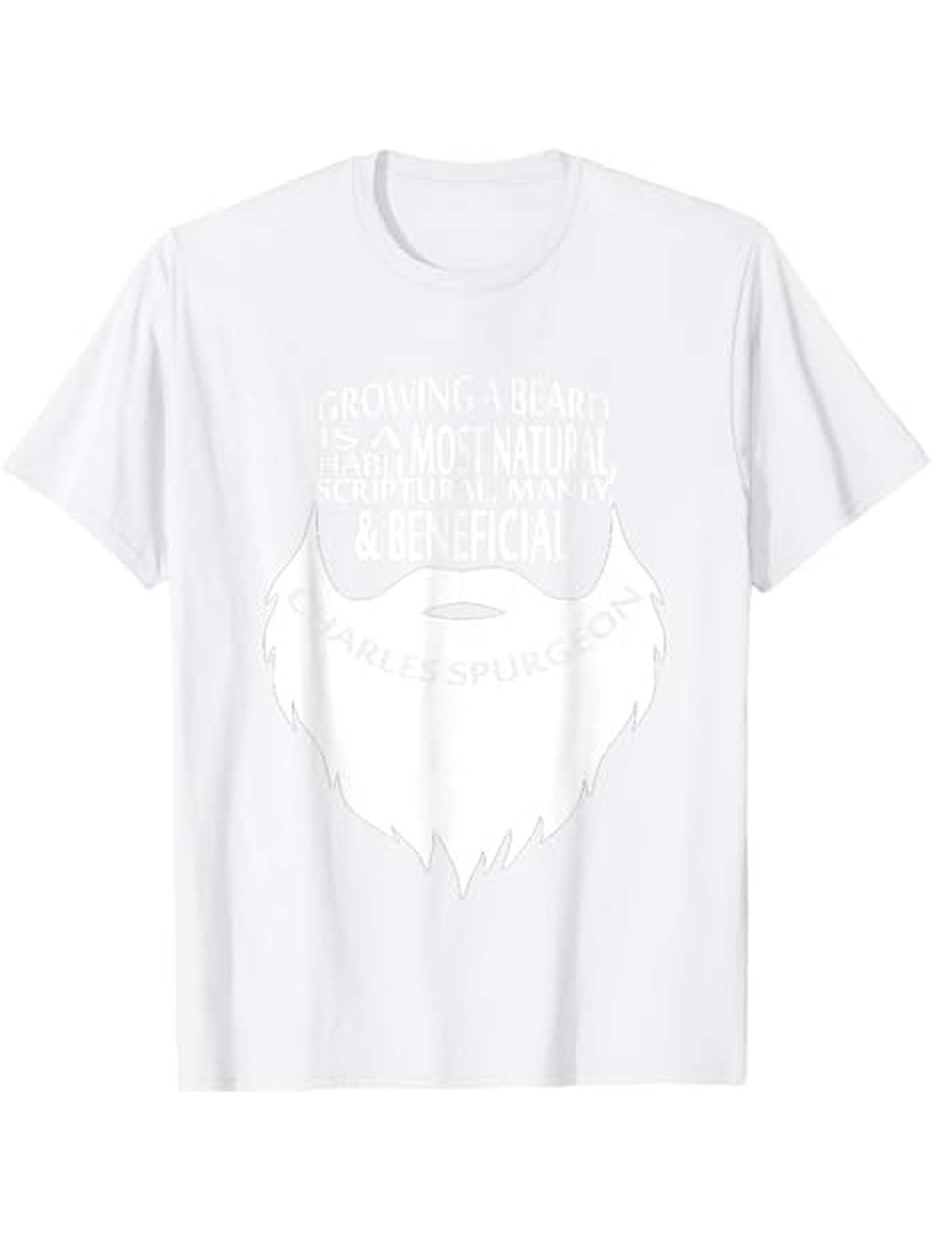 Men's Graphic T-Shirt White Silhouette Beard And Motivational Quote With Bold Typography Beard