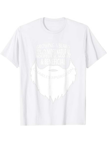 Men's Graphic T-Shirt White Silhouette Beard And Motivational Quote With Bold Typography Beard