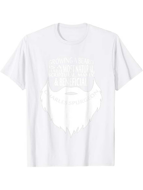 Men's Graphic T-Shirt White Silhouette Beard And Motivational Quote With Bold Typography Beard