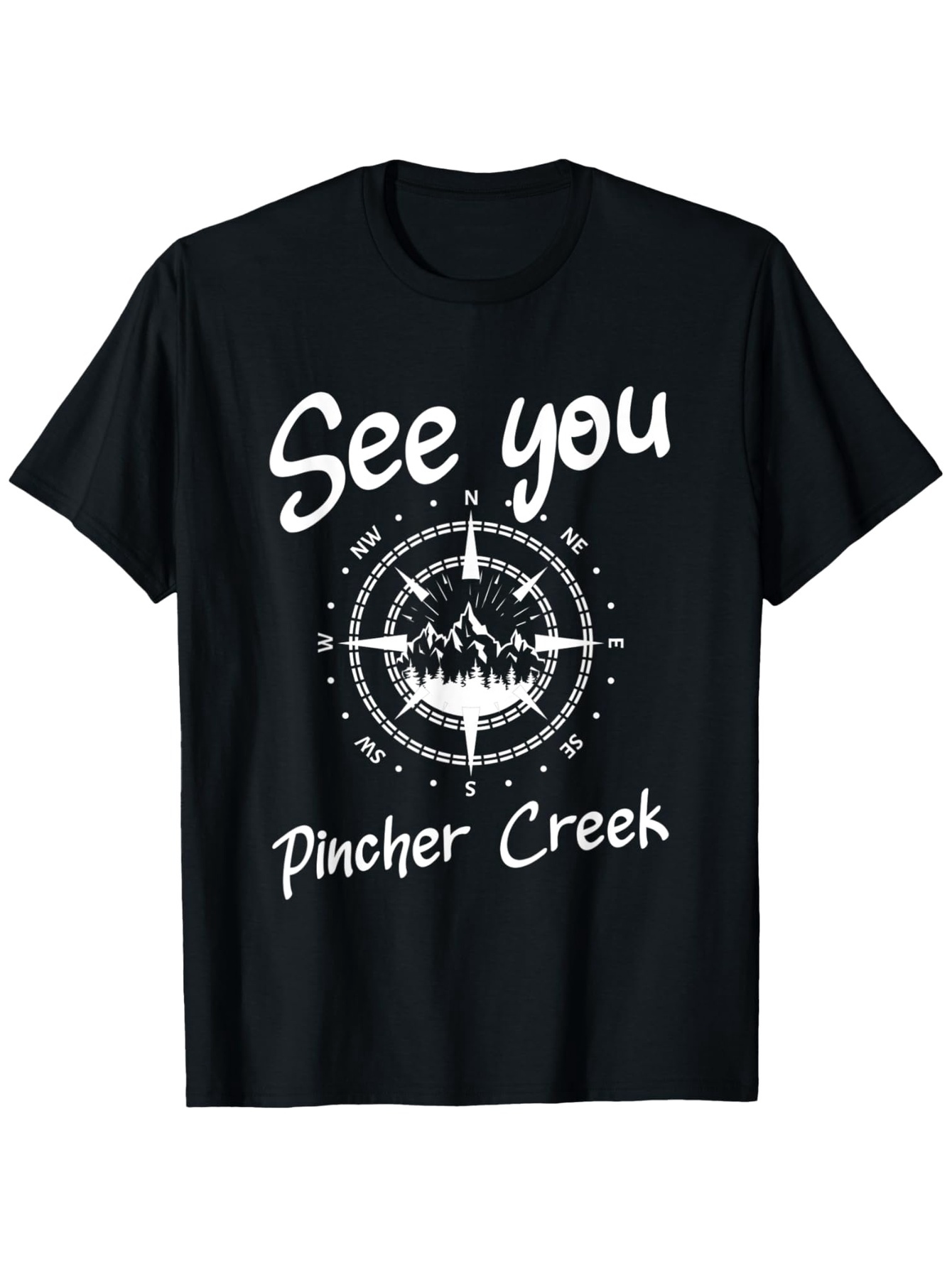 Men's Graphic T-Shirt See You Mountain Compass With Scenic Wilderness Pincher Creek