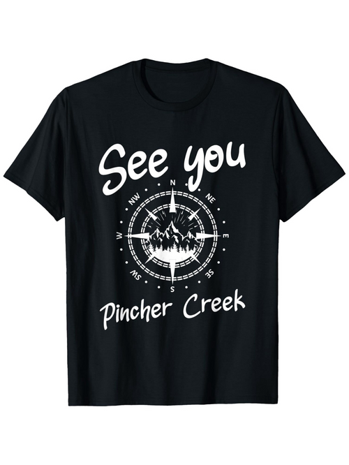 Men's Graphic T-Shirt See You Mountain Compass With Scenic Wilderness Pincher Creek