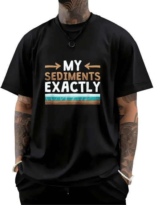 Men's Graphic T-Shirt My Sediments Exactly With Colorful Layered Lines Underlined Text Statement
