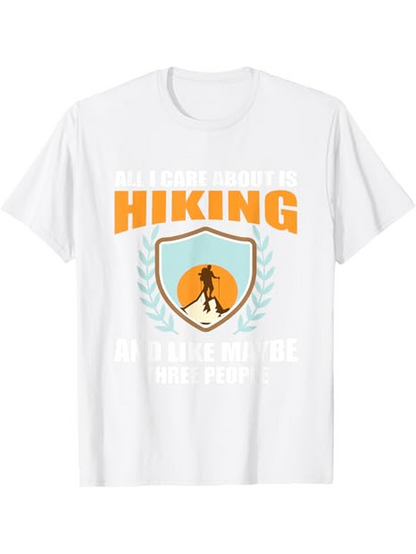 Men's Graphic T-Shirt Hiking Adventure Badge With Mountain Sunrise And Lone Hiker Silhouette