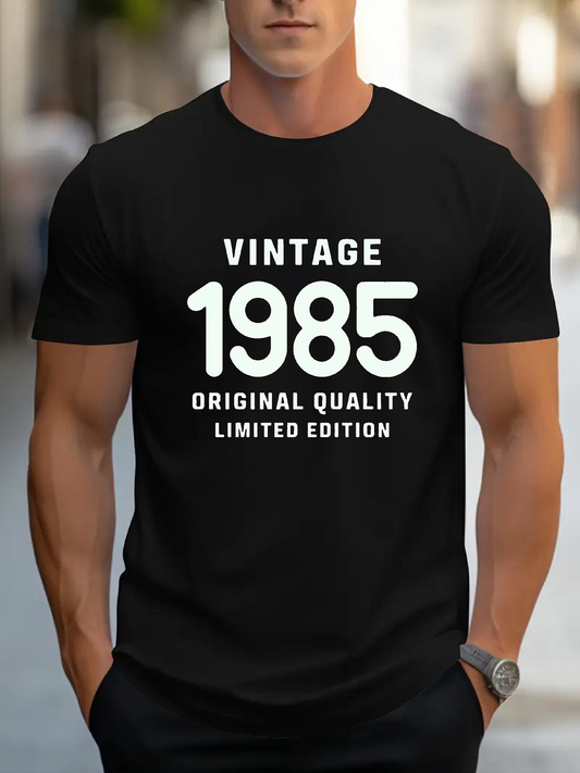 Men's Graphic T-Shirt Vintage 1985 Original Quality Limited Edition Retro Lettering Design T Shirt