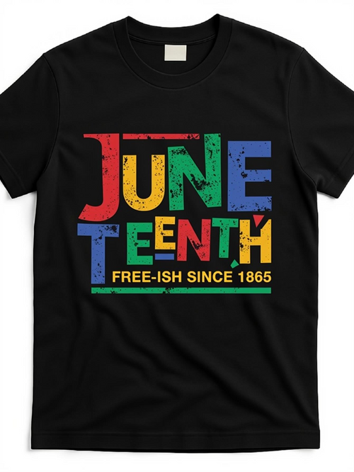 Men's Graphic T-Shirt Juneteenth Multicolor Block Letters With Clear Celebration Message