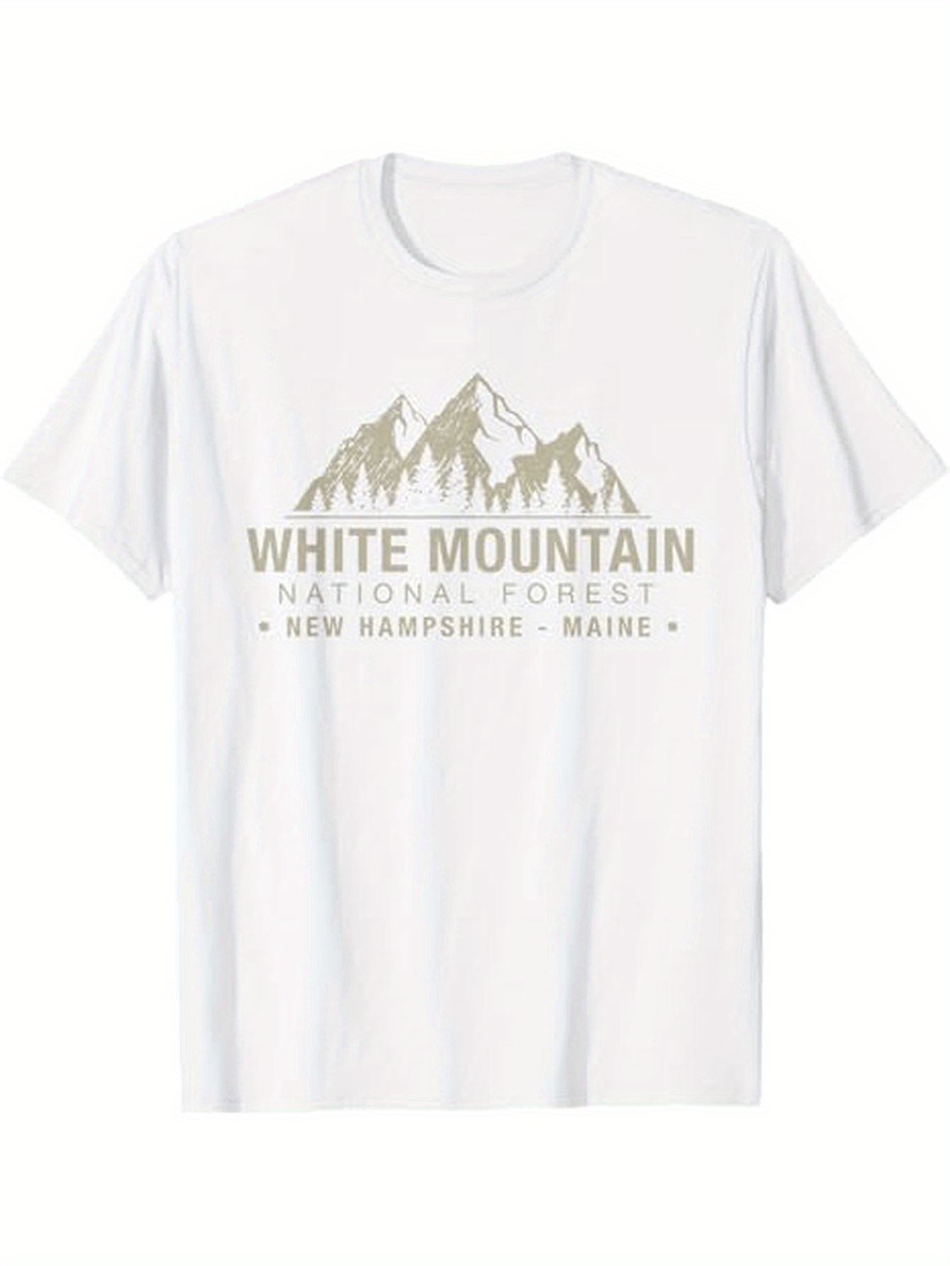 Men's Graphic T-Shirt White Mountain National Forest With Pale Scenic Peaks And Minimalist Nature Illustration